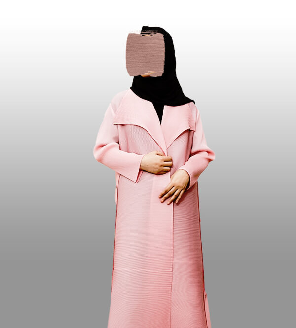 Pink Open Shrug Pleated Abaya with Beautiful Collar