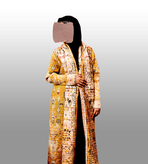 Long Yellow Pleated Shrug Abaya