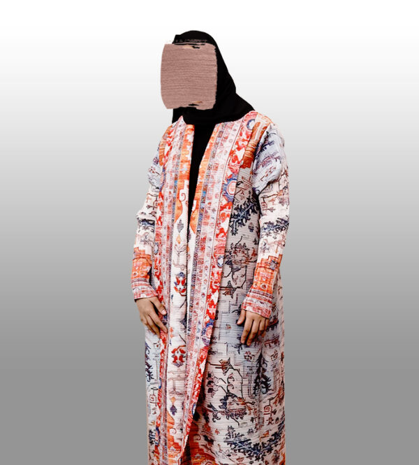 Multi-shaded Tangerine Long Pleated Shrug Abaya