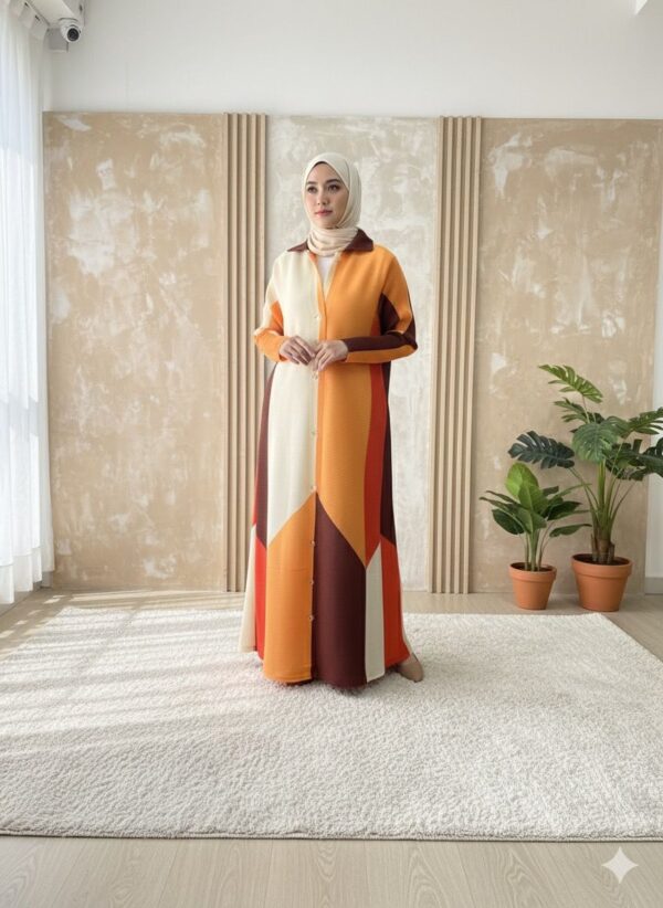 Colour Blocked Pleated Shirt Dress