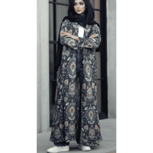 Peacock Blue Pleated Shrug Abaya