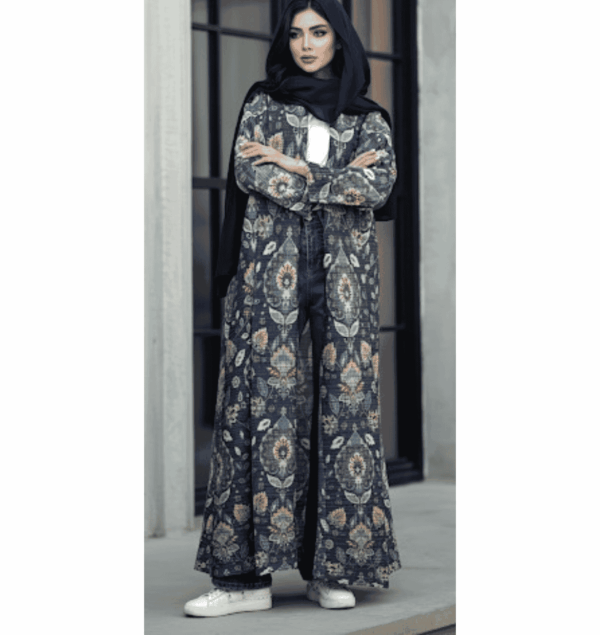 Peacock Blue Pleated Shrug Abaya